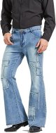 Men's Vintage Flared Leg Denim Jeans Classic Patchwork Bell Bottom Denim Pants