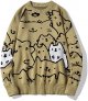 Autumn Cotton Anime Sweaters Men Vintage  Streetwear Cute Cat Cartoon Pullover Men Clothing